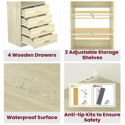 Closet Organizer System with Wood Drawers and Shelves