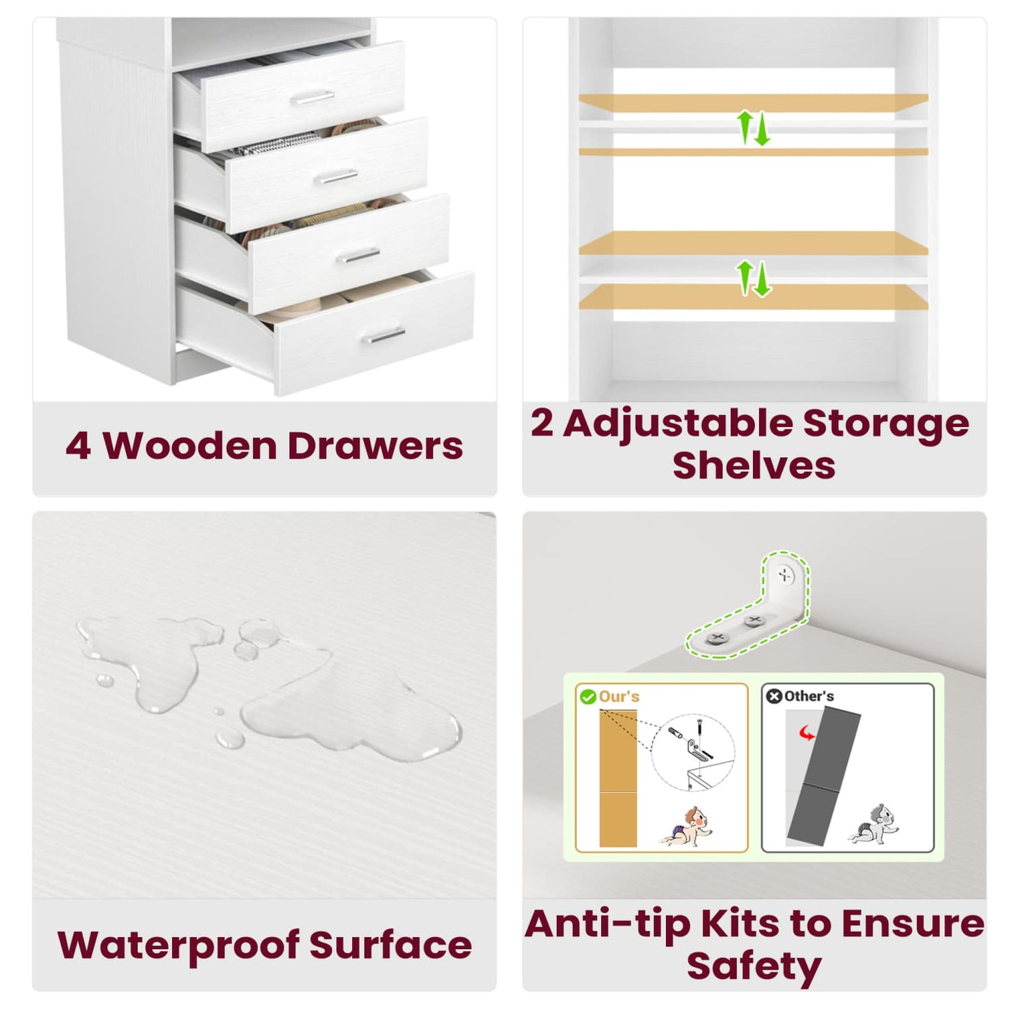 Closet Organizer System with Wood Drawers and Shelves