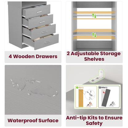 Closet Organizer System with Wood Drawers and Shelves