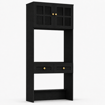 80" Tall Desk with Hutch & Drawers for Small Space