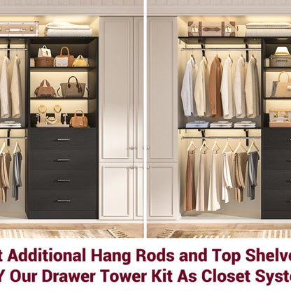 Closet Organizer System with Wood Drawers and Shelves