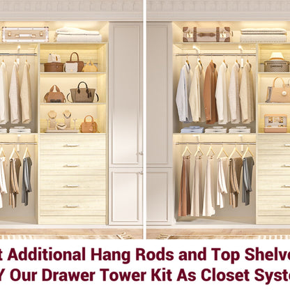 Closet Organizer System with Wood Drawers and Shelves