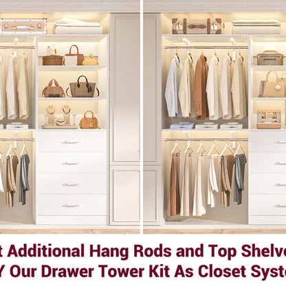 Closet Organizer System with Wood Drawers and Shelves