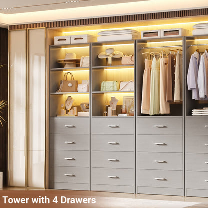 Closet Organizer System with Wood Drawers and Shelves