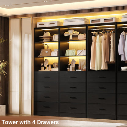 Closet Organizer System with Wood Drawers and Shelves