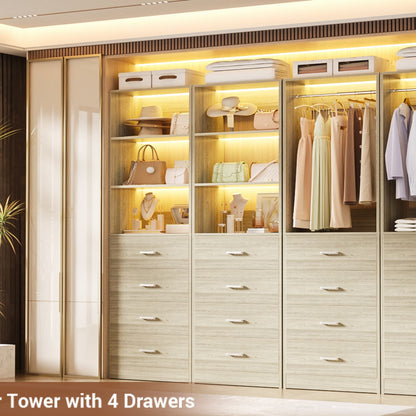 Closet Organizer System with Wood Drawers and Shelves