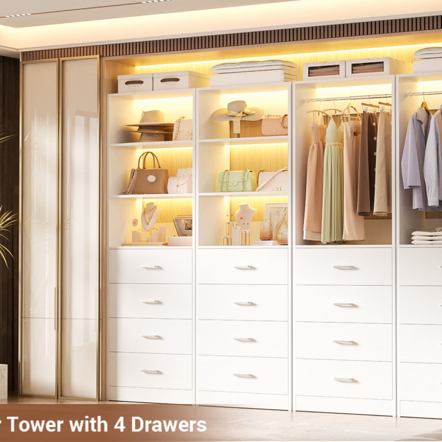 Closet Organizer System with Wood Drawers and Shelves