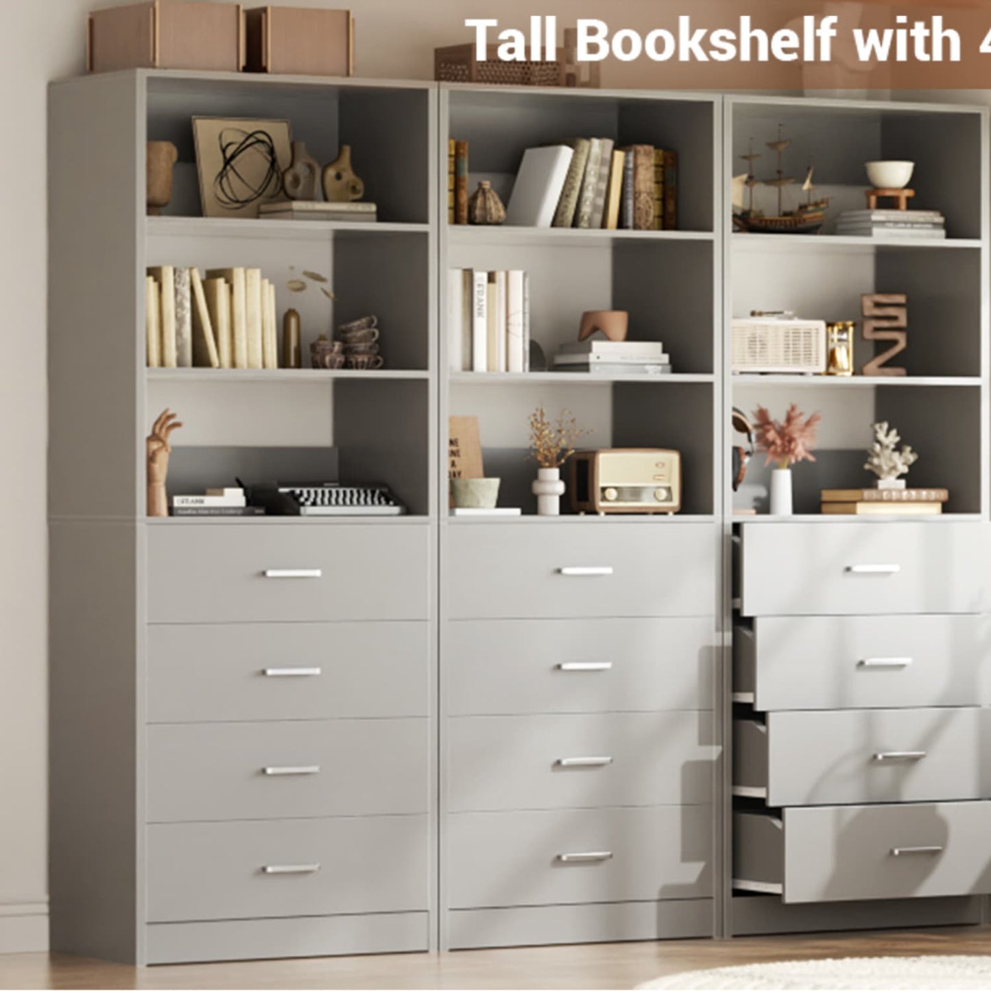 Closet Organizer System with Wood Drawers and Shelves