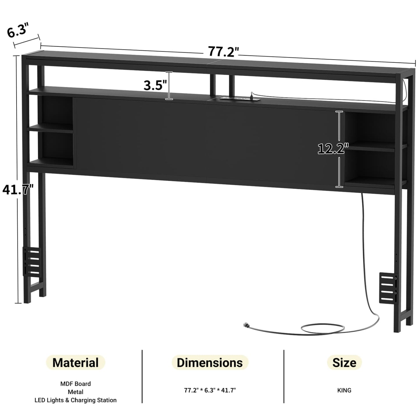 King Headboards with Power Outlets and Storage Space