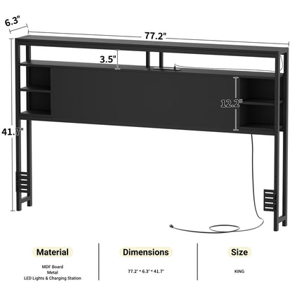 King Headboards with Power Outlets and Storage Space