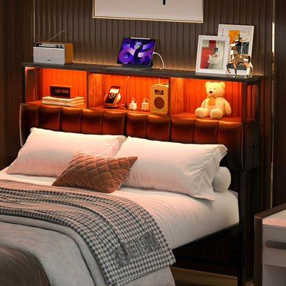 Full Upholstered Headboard with Storage Bags