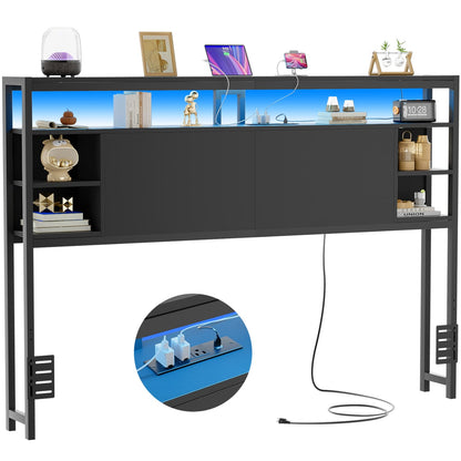 Queen Headboards with Power Outlets and Storage Space