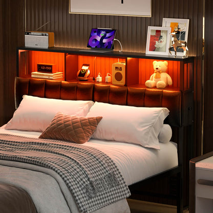 Full Upholstered Headboard with Storage Bags