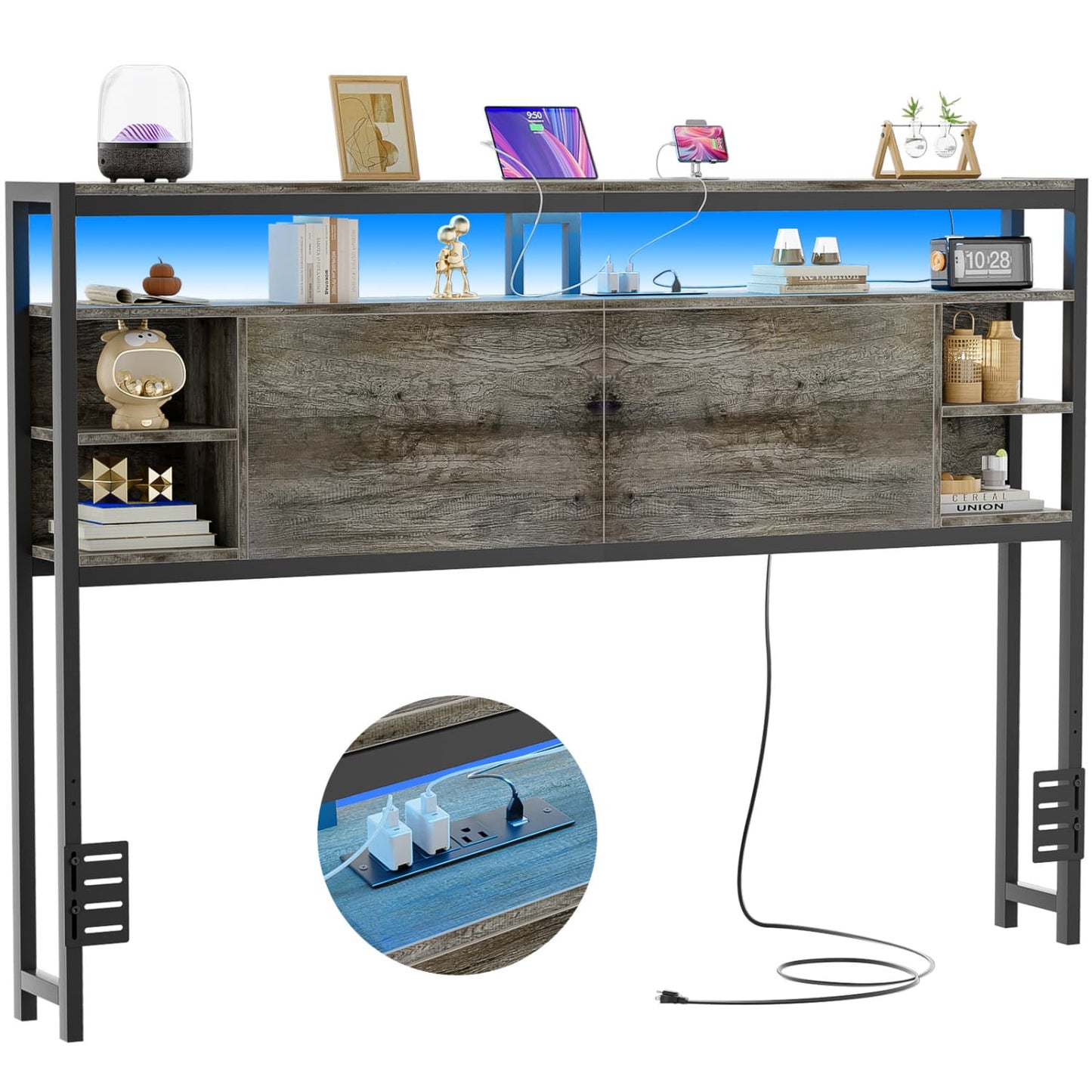 Queen Headboards with Power Outlets and Storage Space