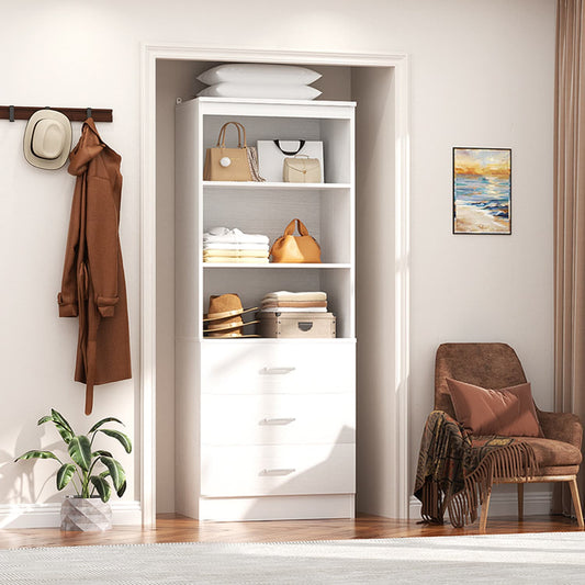 24-In Closet Organizer System with Wooden Drawers and Storage Shelves