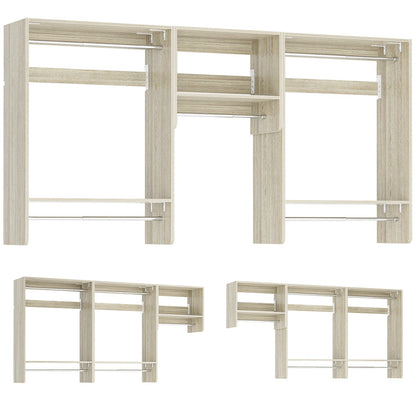 95" Closet Organizer with 5 Hanging Rods, Wall Mounted Clothes Hanging Rack for Organization