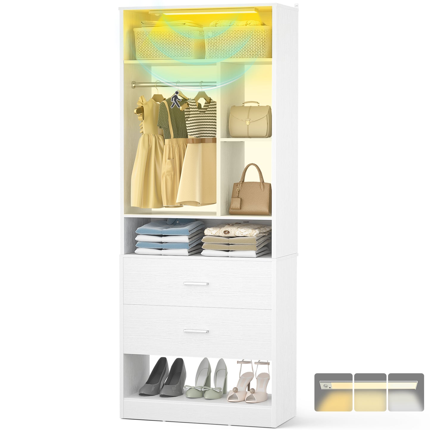 Besiost 24 Inches Closet System with 3CCT Sensor Light