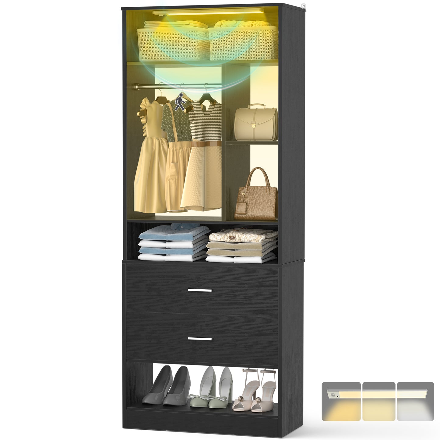 Besiost 24 Inches Closet System with 3CCT Sensor Light