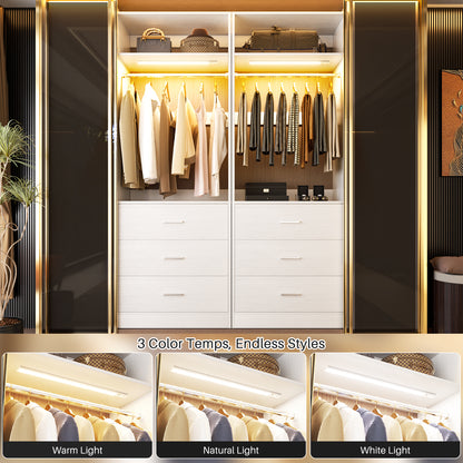 Besiost Closet System with 3 Drawers & 3CCT Sensor Light