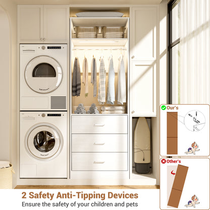 Besiost Closet System with 3 Drawers & 3CCT Sensor Light