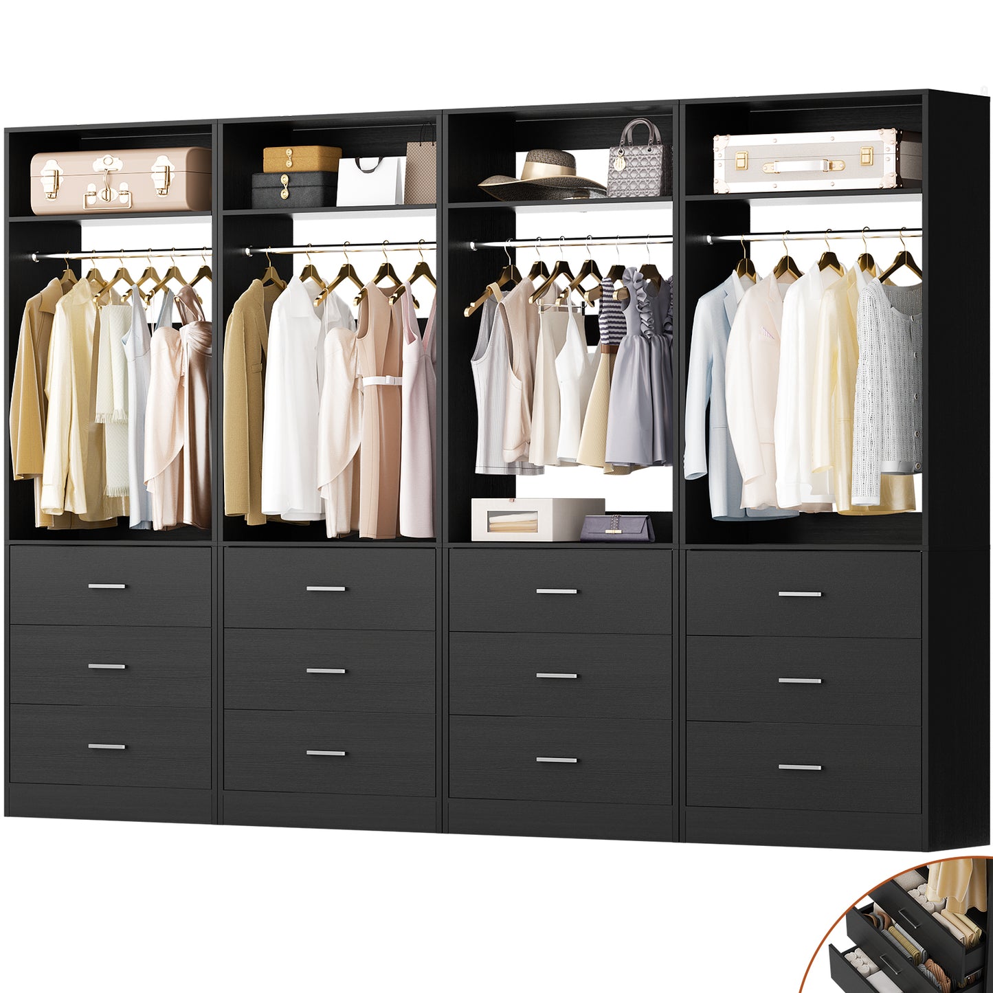 8FT Closet System with 12 Drawers