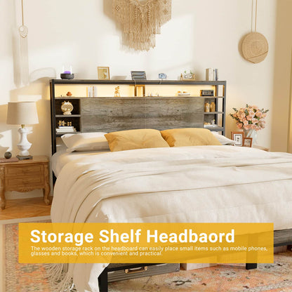 King Headboards with Power Outlets and Storage Space