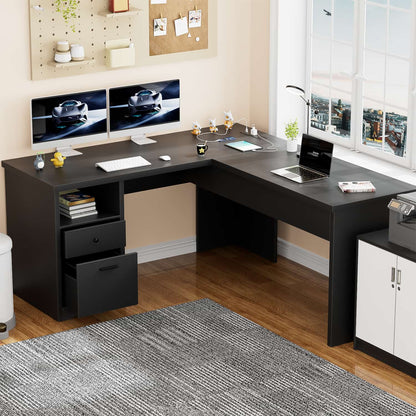 56" Lift Top Computer Desk with Drawers and Power Outlets, Lift Top