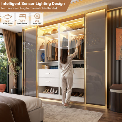 Besiost 24 Inches Closet System with 3CCT Sensor Light