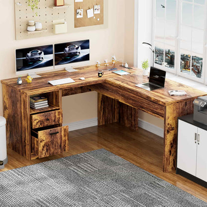 56" Lift Top Computer Desk with Drawers and Power Outlets, Lift Top