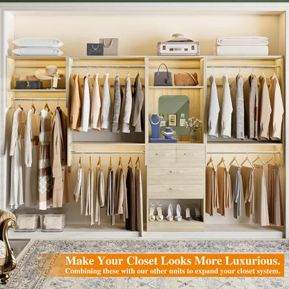 95" Closet Organizer with 5 Hanging Rods, Wall Mounted Clothes Hanging Rack for Organization