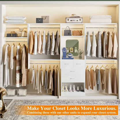 95" Closet Organizer with 5 Hanging Rods, Wall Mounted Clothes Hanging Rack for Organization