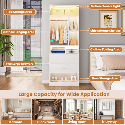 Besiost 24 Inches Closet System with 3CCT Sensor Light