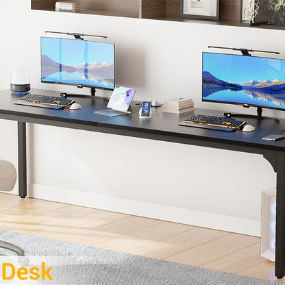 78.8'' W Rectangle Computer Desk, Wood Top Study Workstation