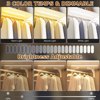 Corner Closet System with 2 Sensor Lights, Corner Closet Organizer with 3 Drawers, 13 Shelves & 3 Hanging Rods