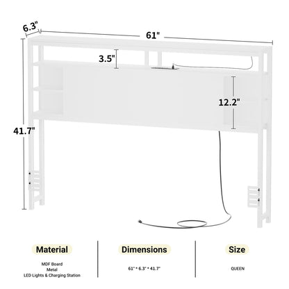 Queen Headboards with Power Outlets and Storage Space