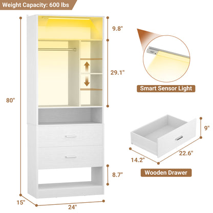 Besiost 24 Inches Closet System with 3CCT Sensor Light