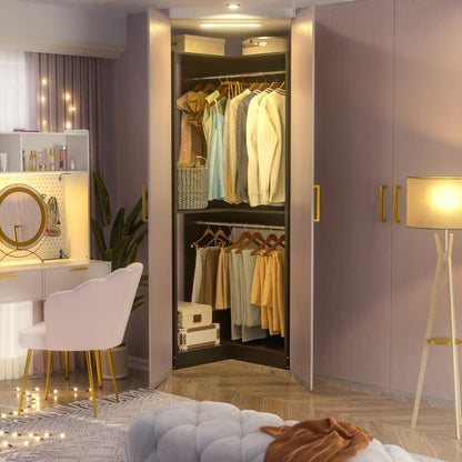 Corner Closet Organizer with Hanging Rods, Freestanding Closet System