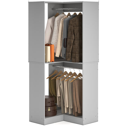 Corner Closet Organizer with Hanging Rods, Freestanding Closet System