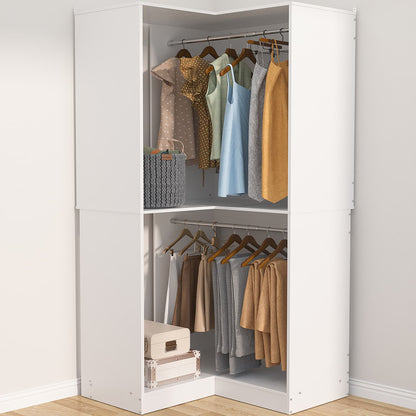 Corner Closet Organizer with Hanging Rods, Freestanding Closet System