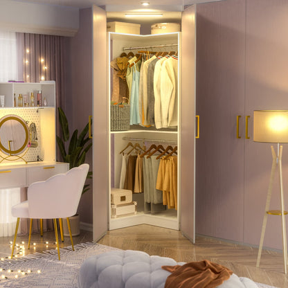 Corner Closet Organizer with Hanging Rods, Freestanding Closet System
