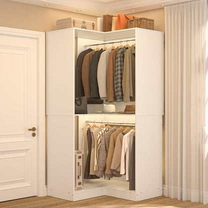 Corner Closet Organizer with Hanging Rods, Freestanding Closet System