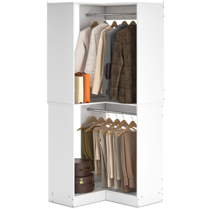 Corner Closet Organizer with Hanging Rods, Freestanding Closet System