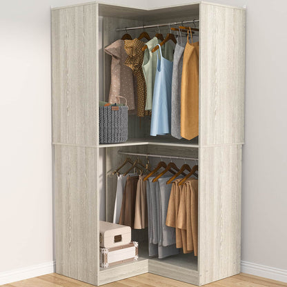 Corner Closet Organizer with Hanging Rods, Freestanding Closet System