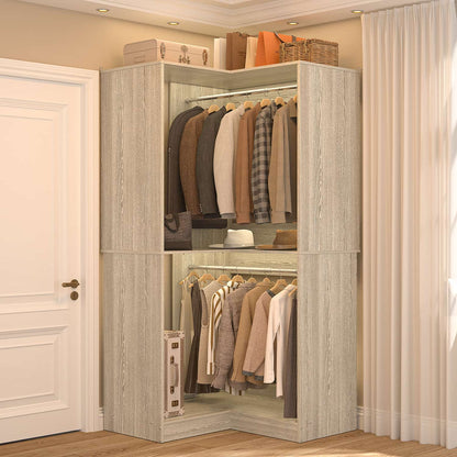 Corner Closet Organizer with Hanging Rods, Freestanding Closet System