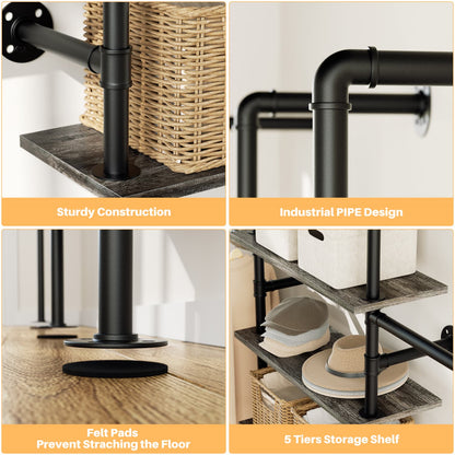 77-In Heavy-duty Garment Rack with Storage Shelves, Pipe Closet Organizer with 4 Hanging Rods