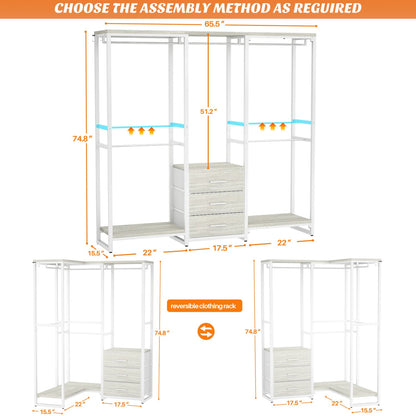 Clothing Rack with Fabric Drawers, Freestanding Closet Organizer