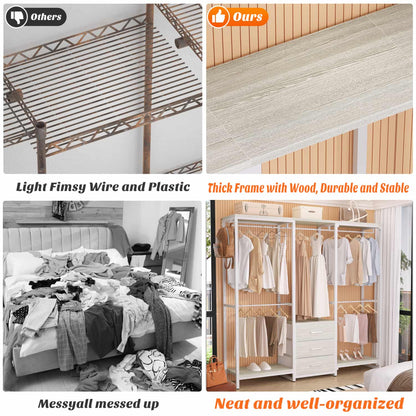 Clothing Rack with Fabric Drawers, Freestanding Closet Organizer