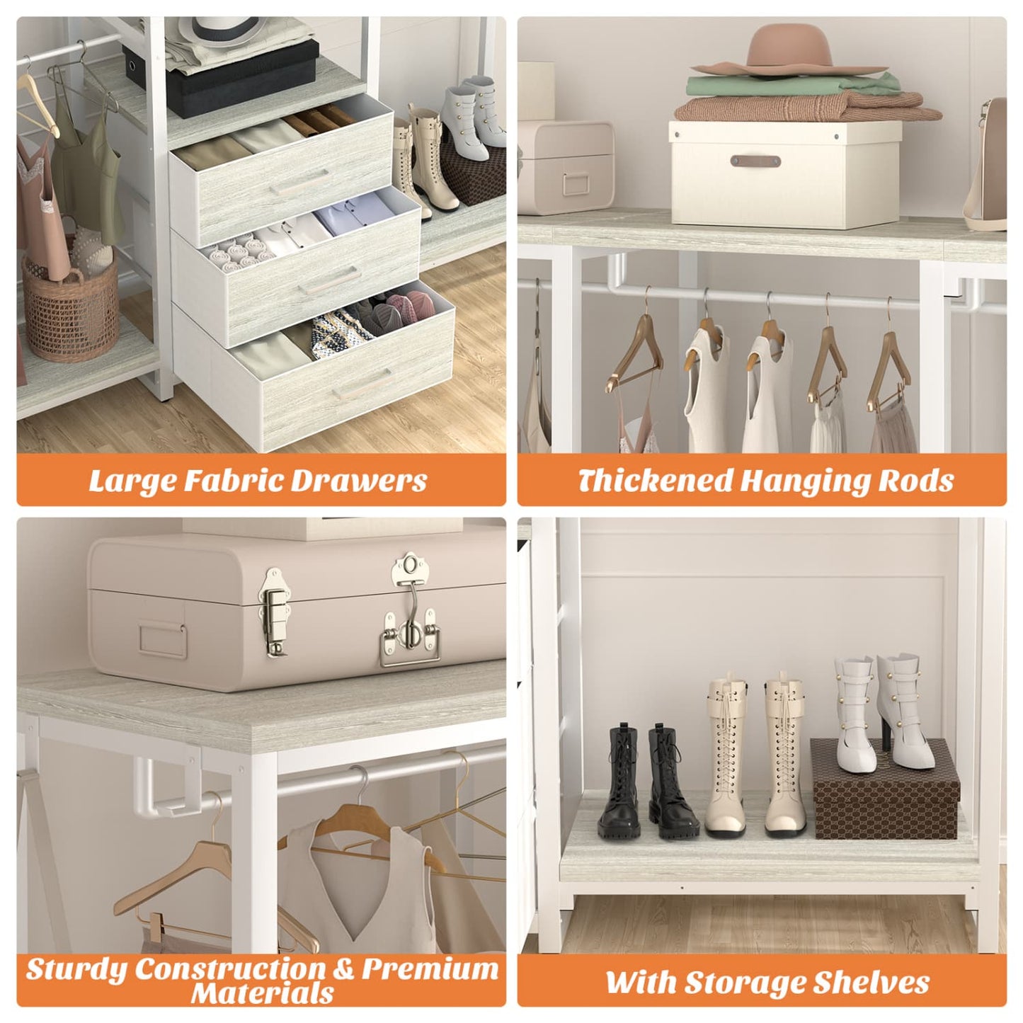Clothing Rack with Fabric Drawers, Freestanding Closet Organizer