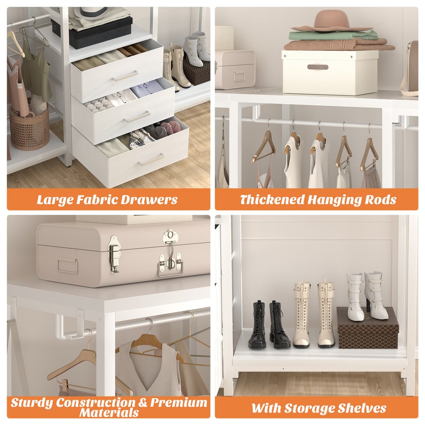 Clothing Rack with Fabric Drawers, Freestanding Closet Organizer