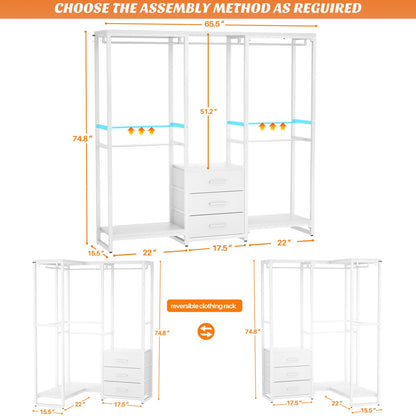 Clothing Rack with Fabric Drawers, Freestanding Closet Organizer